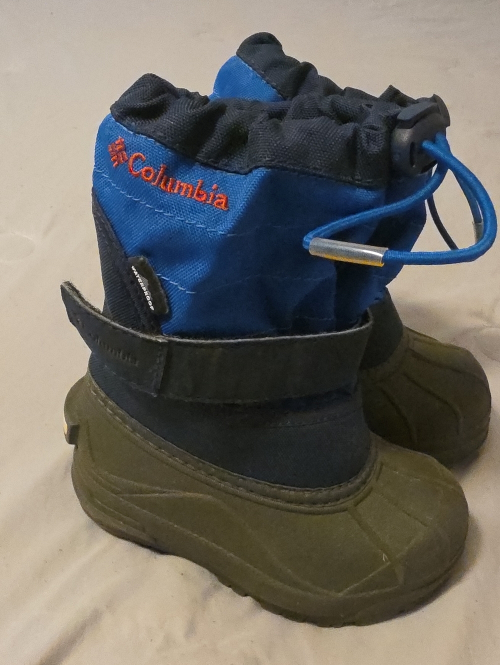 Columbia Blue and Olive Kids Snow Boots